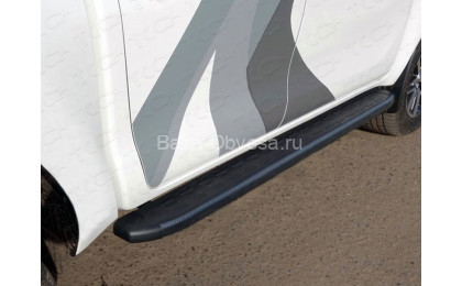 Пороги алюминиевые TOYHILUX15-12BL "TCC" на Toyota Hilux с 2015г. выпуска
