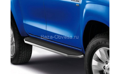 Пороги алюминиевые Premium A193ALP "RIVAL" на Toyota Hilux с 2015г. выпуска
